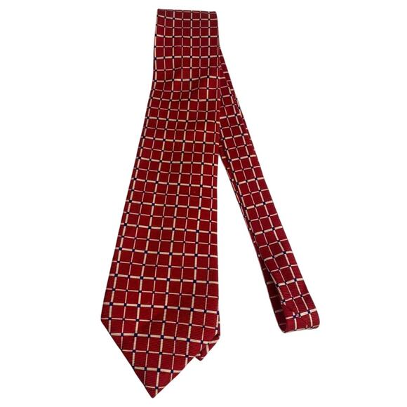 Men's vintage Lauren Ralph Lauren tie, red, geometric, 100% silk - Picture 1 of 7
